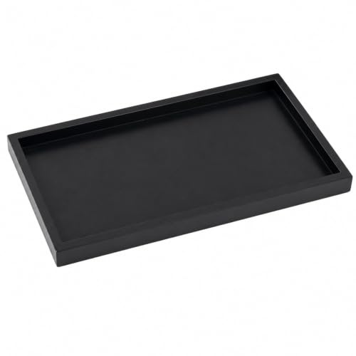 Black Wooden Serving Tray, 30 x 20 x 2 cm Rectangular Display Tray | Smooth painted finish; raised edges help contain items; easy to wipe; for tea, coffee, snacks and decorative organisation