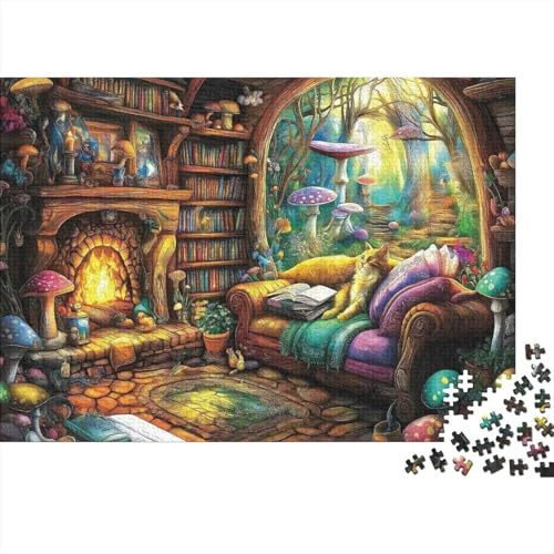 Fantasy Book Nook Jigsaw Puzzles Puzzles for Adults Kids. 1000 Pieces Whimsical Challenge Toy Educational Games Home Decoration for Educational Games Gifts 70x50cm/1000pcs
