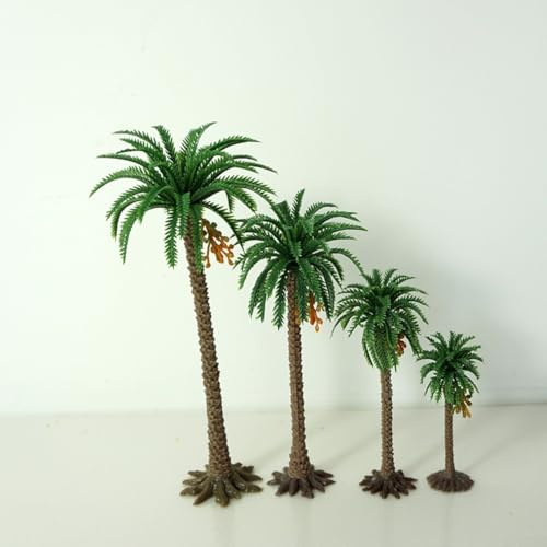 Lot de 10 Palmiers Cocotier Miniature 6-15cm pour Maquette Architecturale et Diorama Paysager en Plastique Réaliste(H=12CM)