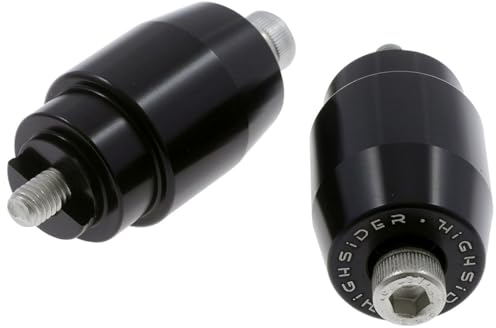HIGHSIDER Lenkergewichte für 1 Zoll Lenkerendenspiegel, Alu, schwarz eloxiert, für div. HONDA Originallenker, Paar