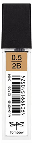 Tombow EX-05P-2B Nachfüllminen für Druckbleistift, Spitze 0,5 mm, Härte 2B, 12 Stück