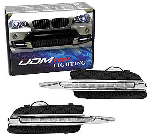 iJDMTOY Xenon-weiße 18 W Hochleistungs-untere Stoßstangenverkleidung ersetzt LED-Tagfahrlicht DRL-Lampen kompatibel mit 2007–2010 Pre-LCI BMW E70 X5