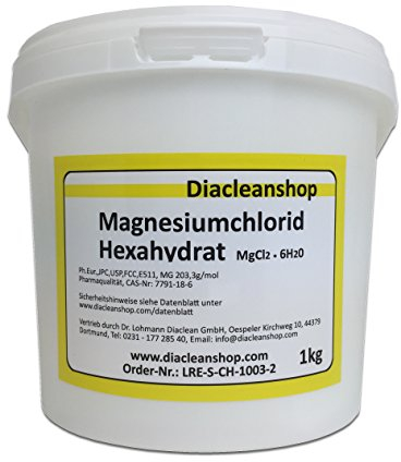 Magnesiumchlorid Hexahydrat 1kg - reinste Pharmaqualität (E511) - Magnesium chloride u.a. zur Herstellung von Magnesiumöl, Magnesium Spray, Magnesium Fußbad & Vollbad