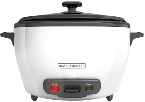 BLACK+DECKER 6-Cup Rice Cooker, RC506, 3-cup Uncooked Rice, Steaming Basket, Removable Non-Stick Bowl, One Touch
