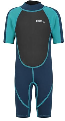 Mountain Warehouse Combinaison de Plongée en Néoprène pour Enfant - Corps: 2.5mm, Fermeture Éclair Glissant Facilement, Coutures Plates - pour l'Été et la Plongée Sarcelle 11-12 Ans