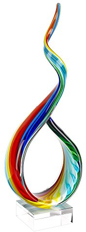 Badash Regenbogen-Skulptur im Murano-Stil – Heimdekor-Statue, Glaskunst – 45,7 cm hoch, mundgeblasen auf Kristallbasis