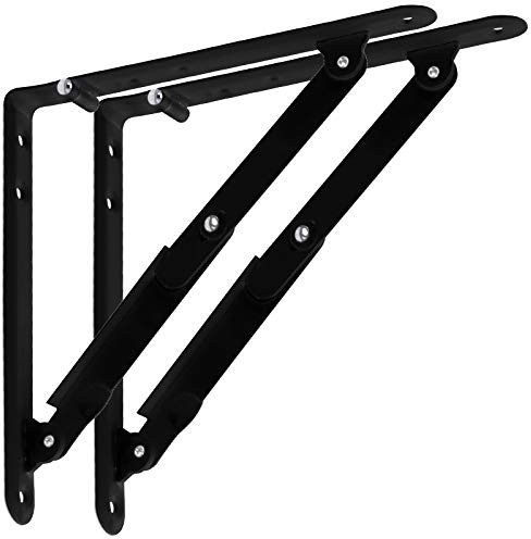 SOTECH 1 Paire 205 x 200 x 25 mm Console Pliable Support d’Étagère | Rabattable / /Acier noir/Ferrure Rabattable/le