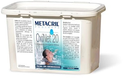 Metacril OxiNet 20, Oxígeno Activo, tabletas de 20 g, Ideal para Piscinas y spas - 1,2 KG