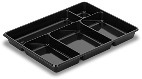 GUILLIN - SELFIPACK PR290N CARTON DE 200 Plateau Repas 5 Compartiments, Plastique, Noir, 29 x 22,4 x 3 cm
