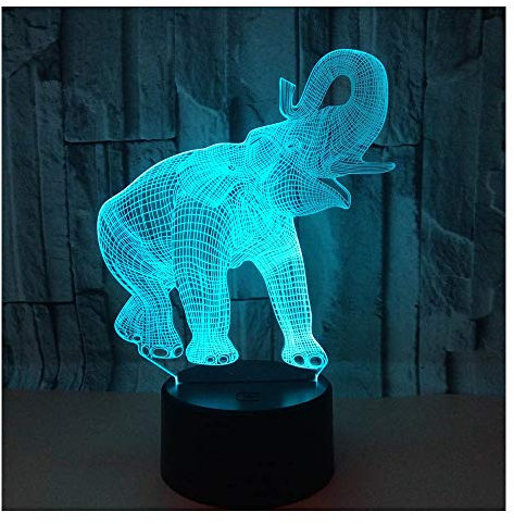 Comiwe Elefant (C) 3D Illusion Nachtlicht Spielzeug,Dekoration LED Nachttischlampe 16 Farben Ändern mit Fernbedienung,Weihnachten Deko Lampe Geburtstagsgeschenk Für Mädchen Jungen Kinder und Freunde