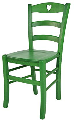 t m c s Tommychairs - Stuhl Cuore für Küche und Esszimmer, Robuste Struktur aus Buchenholz, in Anilinfarbe Grün lackiert und Sitzfläche aus Holz