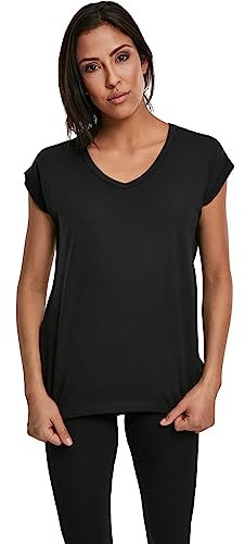Urban Classics Damen Ladies Round V-Neck Extended Shoulder Tee T-Shirt,per Pack Schwarz (Black 00007),50 (Herstellergröße:5XL)