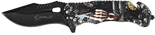 iFIELD EL29027 Coltello da Caccia Pieghevole Bushcraft Sopravvivenza Escursionismo Campeggio, Lama in Acciaio Inox 3Cr13 con Manico in Alluminio Stampato in 3D, Made in Albacete (Spagna)