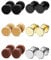 Flongo Herren Ohrstecker Knopf Damen Ohrringe 8mm Ohrstecker Gestüt Stecker Ohrhänger Tunnel Illusion verjüngt Cheater Faux Fake Ohrstecker aus Edelstahl Holz Türkis 6 Paar Set Modell B
