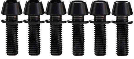 Titan M5 x 20 mm mit Unterlegscheibe, Innensechskant, konische Schraube für Fahrradvorbau, 6 Stück (schwarz)