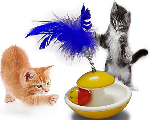 Briller Cat Tumbler Interactive Cat Toys PetSafe Indoor Tumbler Cat favourite Ball Toys for Cats of All Ages with Yellow Color