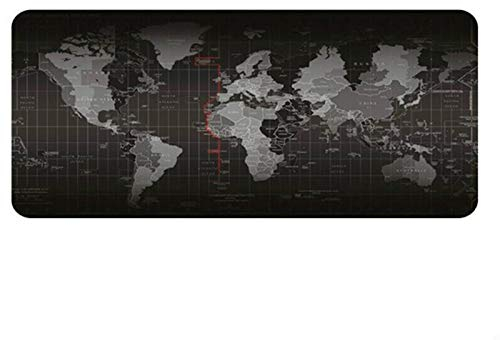 Mauspad Weltkarte für PC HP Omen Tastatur Büro Map Abperlant 40 x 90 cm (schwarz)