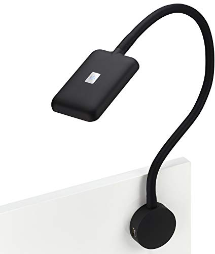 Junker Lighting LED Leseleuchte FIORE Möbelleuchte mit flexiblem Leuchtenarm, 2x USB Anschlüssen und Touchsensor 12 V Caravanleuchte Bettleuchte ohne 33 Watt Trafo
