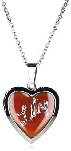 Stands Out, Supplying Outstanding Gifts Lily Girls Personalised Name Heart Shaped Mood Locket Pendant Kids Necklace