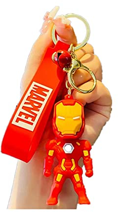 YXuan Iron ManAvengers Logo Pewter Key Ring， Child Keychains for Men-Lanyard Key Chain with Detachable Alloy Metal Rings, Iron Man, in
