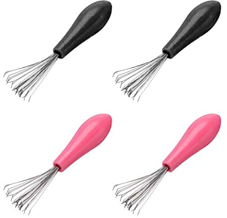 4 Pcs Hair Brush Cleaning Combs Curly Hair Comb Cleaning Claws Hair Brush Cleaner Tools for Home and Salon Use, black,pink