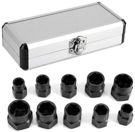 Impact Bolt and Nut Extractor Set,10Pcs/Set Remover Nut Extractor Socket Tool for Removing Damaged, Dead, Rusted, Rounded-Off Bolts, Nuts & Screws