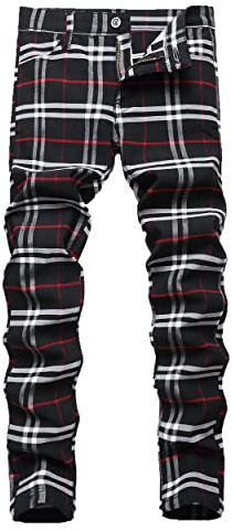 NOVOCCT Plaid Panst Herren-Chinohose, schmale Passform, schmale Passform, lässig, Business, Chinohose