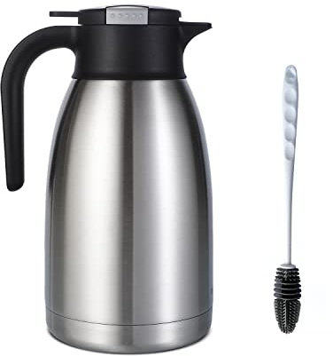 Heritage66 Thermo-Kaffeekaraffenspender, dreiwandiger Edelstahl, vakuumisoliert, 1 Liter, hält 12 Stunden heiß (2 Liter)