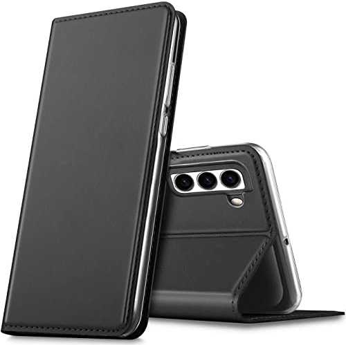 Verco Handyhülle für Samsung Galaxy S23, Premium Handy Flip Cover für Samsung S23 5G Hülle [integr. Magnet] Book Case PU Leder Tasche, Schwarz