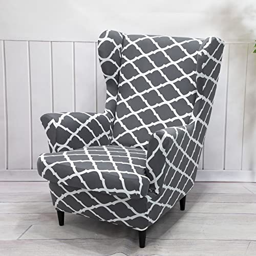 Qelus Flügelrücken Slipcover Samt Stuhlabdeckung, Plüsch Stuhlabdeckungen Sessel, Möbel Abdeckungen Schutz für Wohnzimmer Schlafzimmer Dekoration (Streifen)