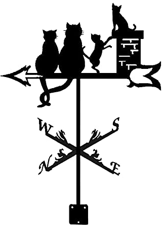 CAZARU Wetterfahne Wetterfahne Schwarzer Drache Katze Familie Sikahirsch Windrichtungsanzeiger Wetterhahn Metallprodukte Gartenpfahl Art Decor mit Montagehalterung