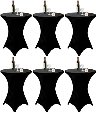 6 Stück Stretch Stehtisch Husse Stehende Tischdecke 80 x 110cm Elastische Tischdecken für Bar Counter, Runde Tisch Hochzeit, Geburtstagsfeier…