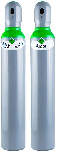 ALLWELD Argon 4.6 Gasflasche 10 Liter - 99,996% Reinheit - WIG/MIG Schweißen - Schutzgasflasche 10 Liter - 18% CO2, 82% Argon - Mischgas für MAG-Schweißen - Set:1x Argon + 1x ArgonMix