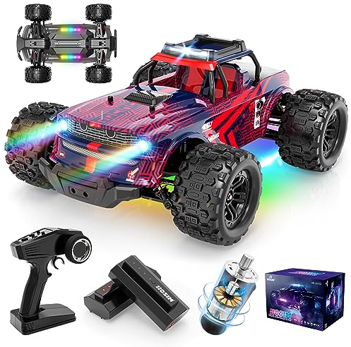Hosim 1:14 Ferngesteuertes Auto mit Farbiger Lichter, RC Offroad LKW 40+ km/h, 4WD Spielzeugauto für Kinder und Erwachsene (Rosa)