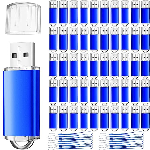 Hoteam Lot de 50 clés USB 2.0 portables avec chapeau et 50 cordons pour stockage de données, partage de fichiers, cadeau commercial (2 Go)