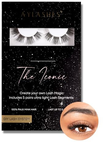 AYLASHES - DIY Wimpernextensions Maxi Box THE ICONIC | 6 Paar Wimpern | bis zu 7 Tage Halt | Wimpern DIY Set für zu Hause | künstliche Wimpern | Klebewimpern | lash extension set