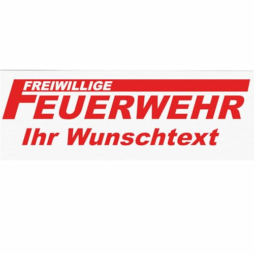 INDIGOS UG - Aufkleber - Autoaufkleber - Freiwillige Feuerwehr mit Wunschtext individuell personalisiert - rot 200 mm - selbstklebend - Auto, LKW, Boot, löschen - Bergen - Tuning - Heckscheibe