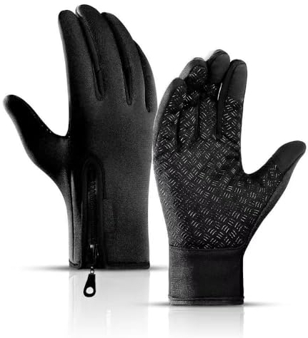 Thermo Handschuhe, Winterhandschuhe Warme Winterhandschuhe mit wasserabweisender Beschichtung und Touchscreen-Funktion, für Outdoor-Arbeiten, Laufen und Radfahren, Damen und Herren (Schwarz, M)