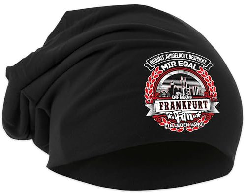 UGLYSHIRT EIN Leben lang Frankfurt Mütze | Strickmütze Frankfurt Sport Mütze Hut Logo Hat Stadt Dehnbar | Beanie