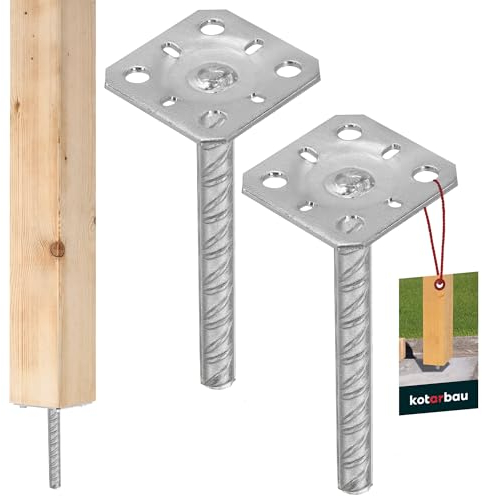 KOTARBAU® 2 St Pfostenträger 80x80mm Feuerverzinkt Stahl Betonanker für Pfosten Holzpfosten Pfostenschuh Pfostenanker Zaunpfosten Metall Bodenfuß für Vierkantholzpfosten Einbetonieren Pfostenträger