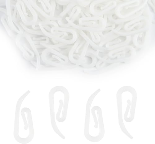100 Pcs Ganchos de Cortina para Vías Gancho de Cortina de Plástico 28 x 12 mm Soporte Blanco para Cortinas de Baño, Cortinas, Accesorios para el Hogar de Autocaravanas, Bricolaje