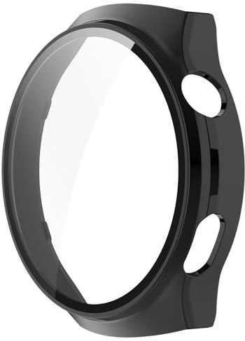 AWADUO Smartwatch Full Coverage PC Custodia Protettiva con Vetro Tempered Touch Screen Protector Compatibile con Huawei Watch 4 Pro Smartwatch Accessori (Nero)