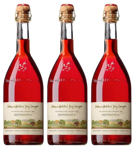 Rotfruchtig Jörg Geiger Alkoholfrei Prickelnd (3x 0,75l) inkl. gratis Sektverschluss