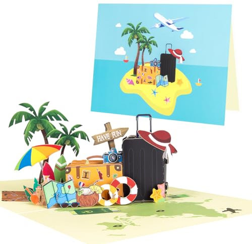 CNLITIHEKA Reise-Pop-Up-Karte für Tochter, Pop-Up-Urlaubskarte mit Umschlag, 3D-Glückwunschkarte zum Geburtstag für die Ehefrau, Ruhestandskarte für Mama.