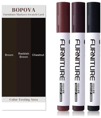 BOPOVA Möbelmarker, Ausbesserung, Holzbodenkratzer-Reparaturset, 3 Farben, Holzmarker für Kratzer, Flecken, Holzböden, Tische, Schreibtische, Schrank, Bettpfosten (Braun, Rotbraun, Kastanie)