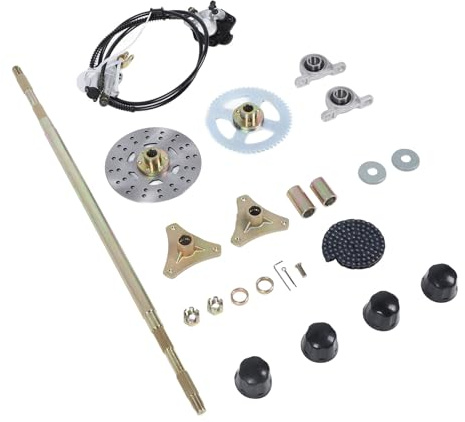 LUCKDANO Langlebiger Go-Kart Hinterachs-Set 29 Zoll mit Hochleistungs-Bremsscheiben und Bremsattel - Robuste Hinterachse für und ATV Quads - Komplettset mit Kettenritze