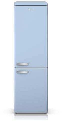 Swan SR11020BLNE Retro 70/30 Fridge Freezer with 4 Glass Shelves, 3 Freezer Drawers, Salad Crisper, Chrome Wine Rack, Energy Class E, Blue