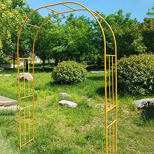 Metal Garden Arbor with Galvanized Finish Outdoor Wedding Arch for Roses and Climbing Plants Wrought Iron Archway for Garden 260x240cm Gold