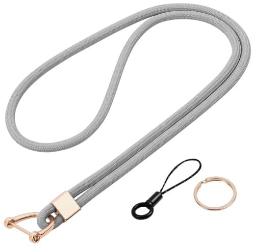 Vicloon Schlüsselband Lang, Nylon Lanyards mit karabiner, Schlüsselbänder Umhängebänder mit Drehbarem Metallclip Abnehmbare Neck Lanyard Langes Handgelenk Paracord(Grau)