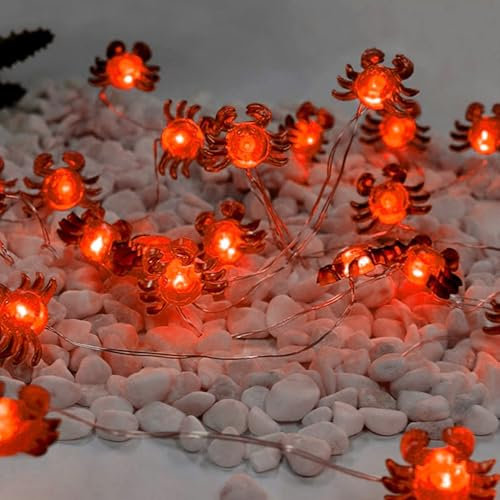 Sunshine smile Ghirlanda di luci a forma di granchio, 2 m, 20 LED, granchio, catena luminosa per interni ed esterni, luci a batteria, catena luminosa, tenda, decorazioni natalizie per esterni